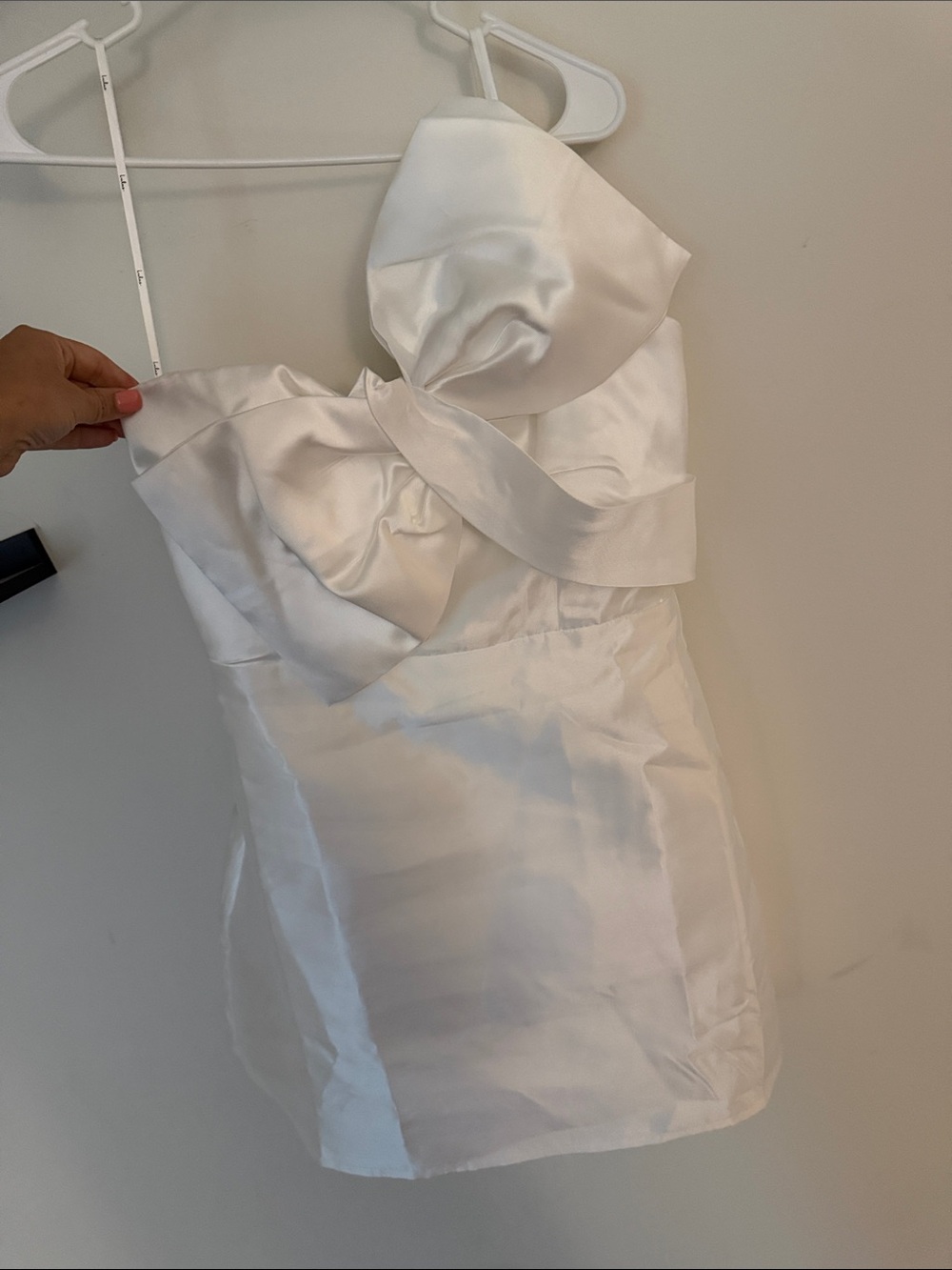 White Satin Bow detail dress